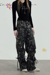 Camo Strap Wide Cargo Pants