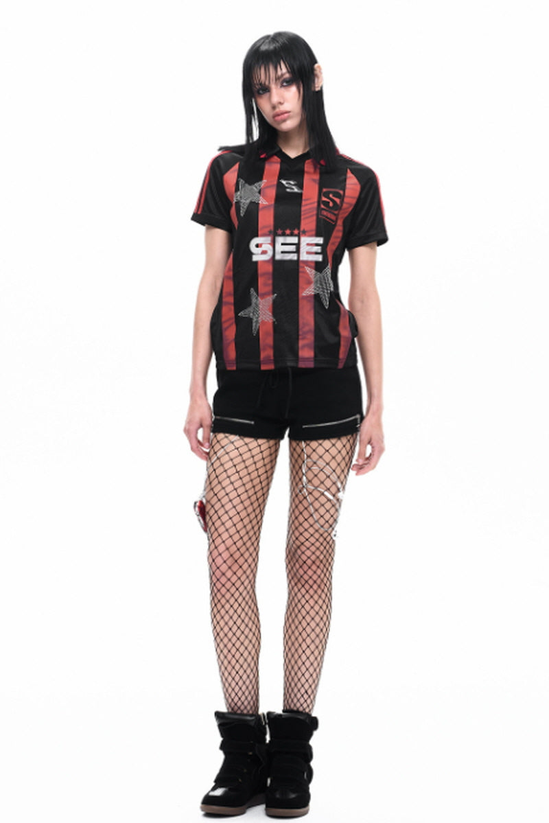 Rhinestone Star Striker Jersey Top