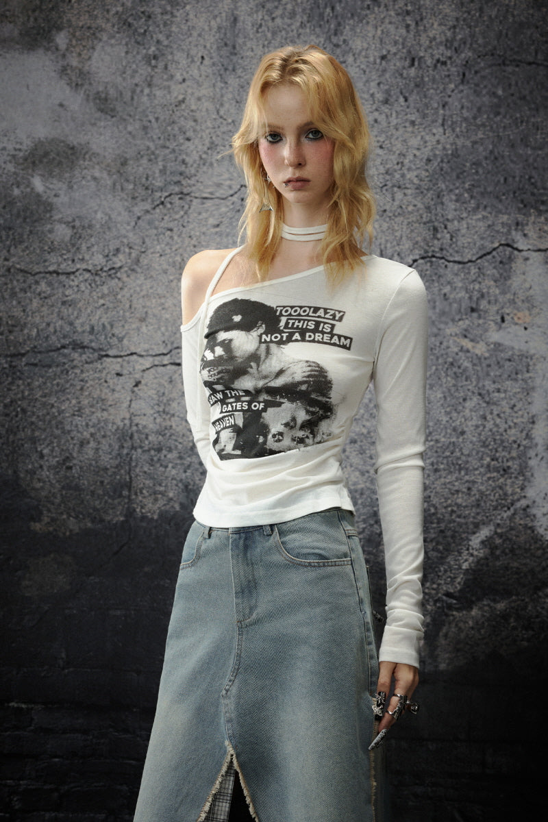 Dreamline One-Shoulder Graphic Top