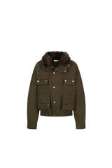 Midnight Cargo Fur-Collar Jacket - Coffee