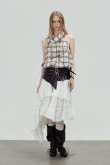 Sheer Plaid Halter Top