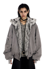 Frostbound Suede Fur Hooded Jacket