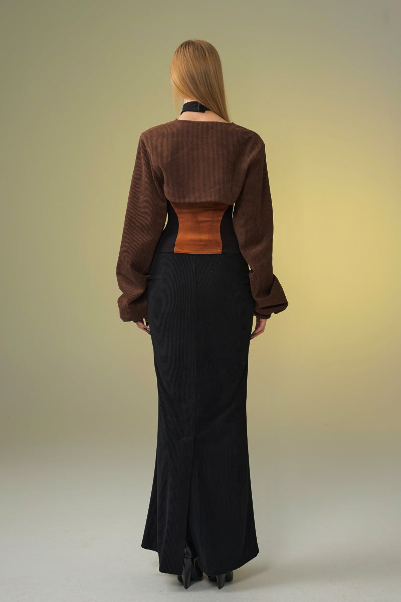 Strapped Edge Corduroy Bolero