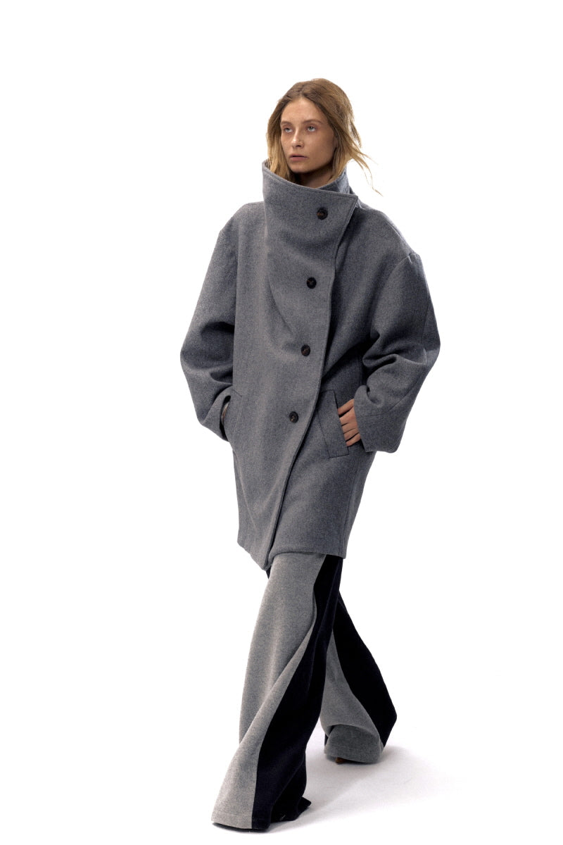 Timeless Elegance Cashmere Tweed Stand Collar Loose Coat