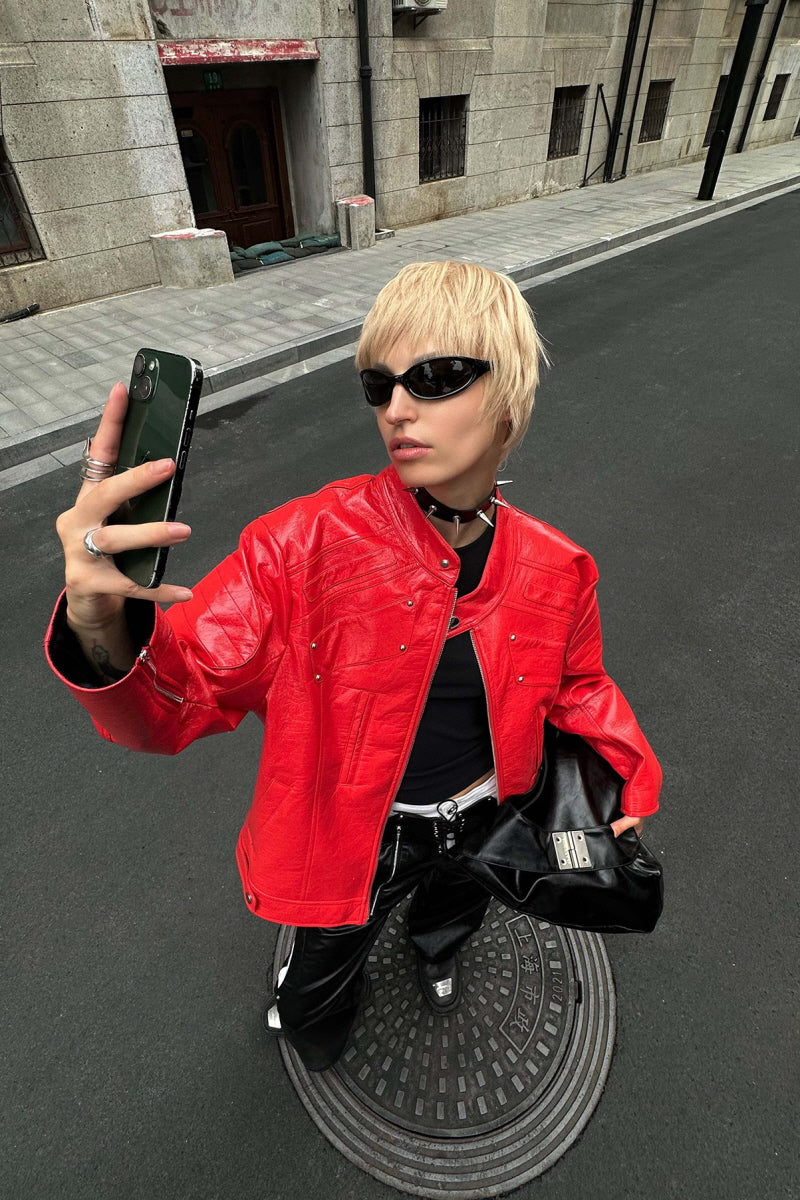 Crimson Frame Leather Jacket