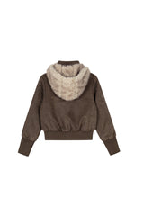 Urban Edge Fur-Trim Short Jacket - Dark Brown