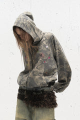 Graffiti Camo Hooded Zip Jacket