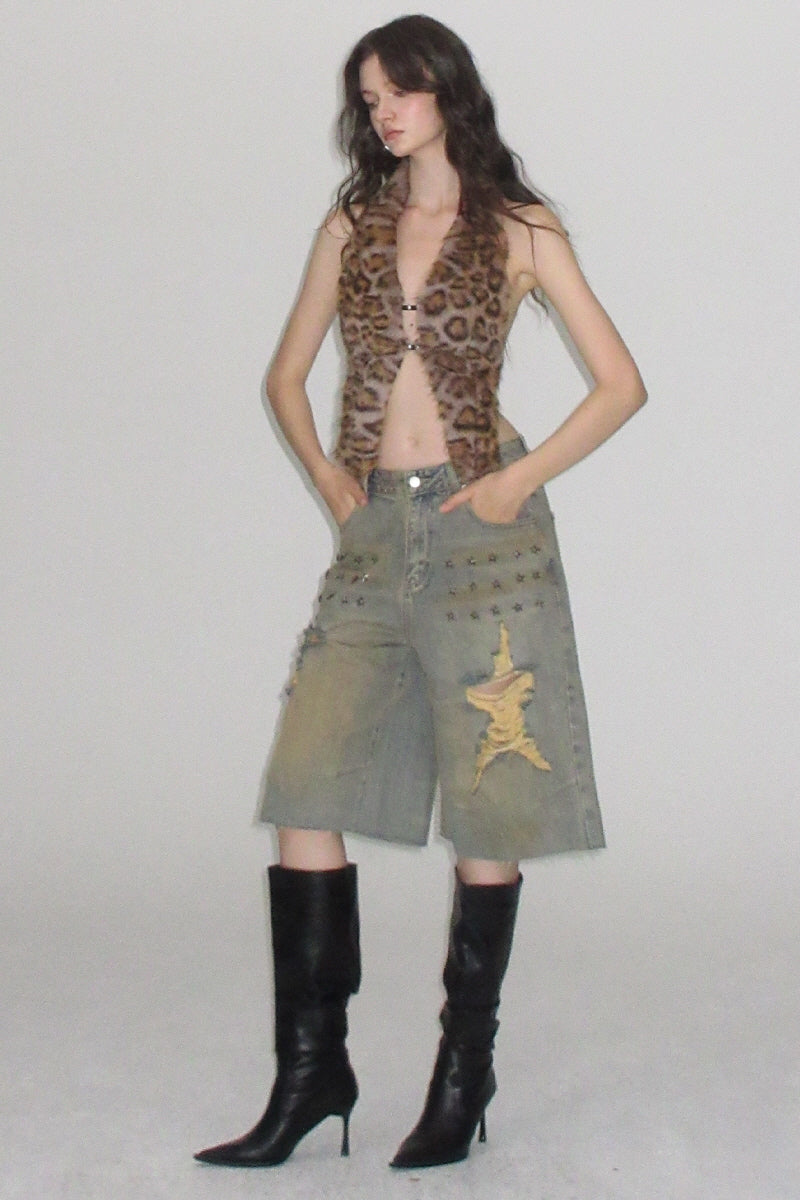 Wild Muse Leopard Faux Fur Halter Top