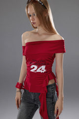 Racing Spirit Off-Shoulder Streamer Top