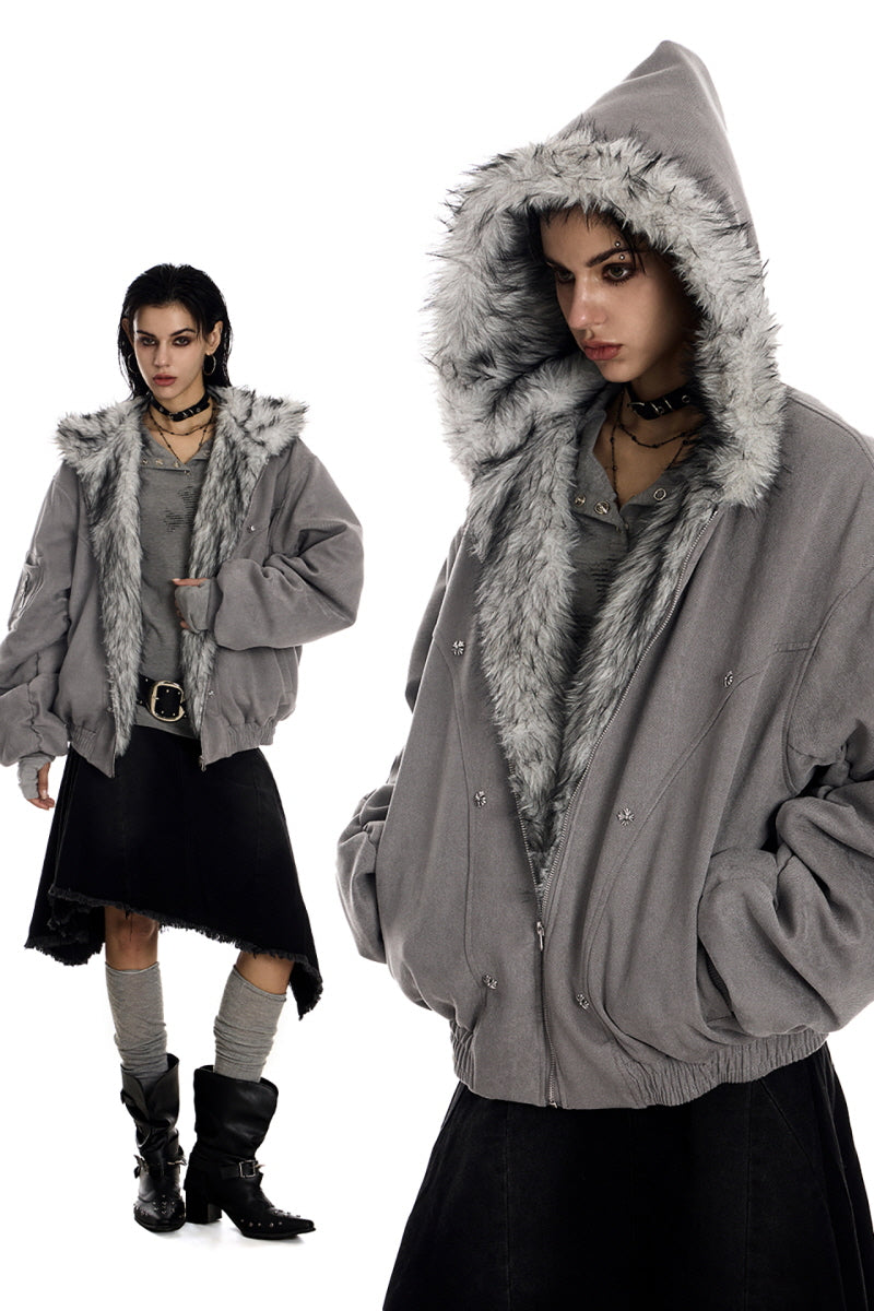 Frostbound Suede Fur Hooded Jacket