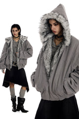 Frostbound Suede Fur Hooded Jacket