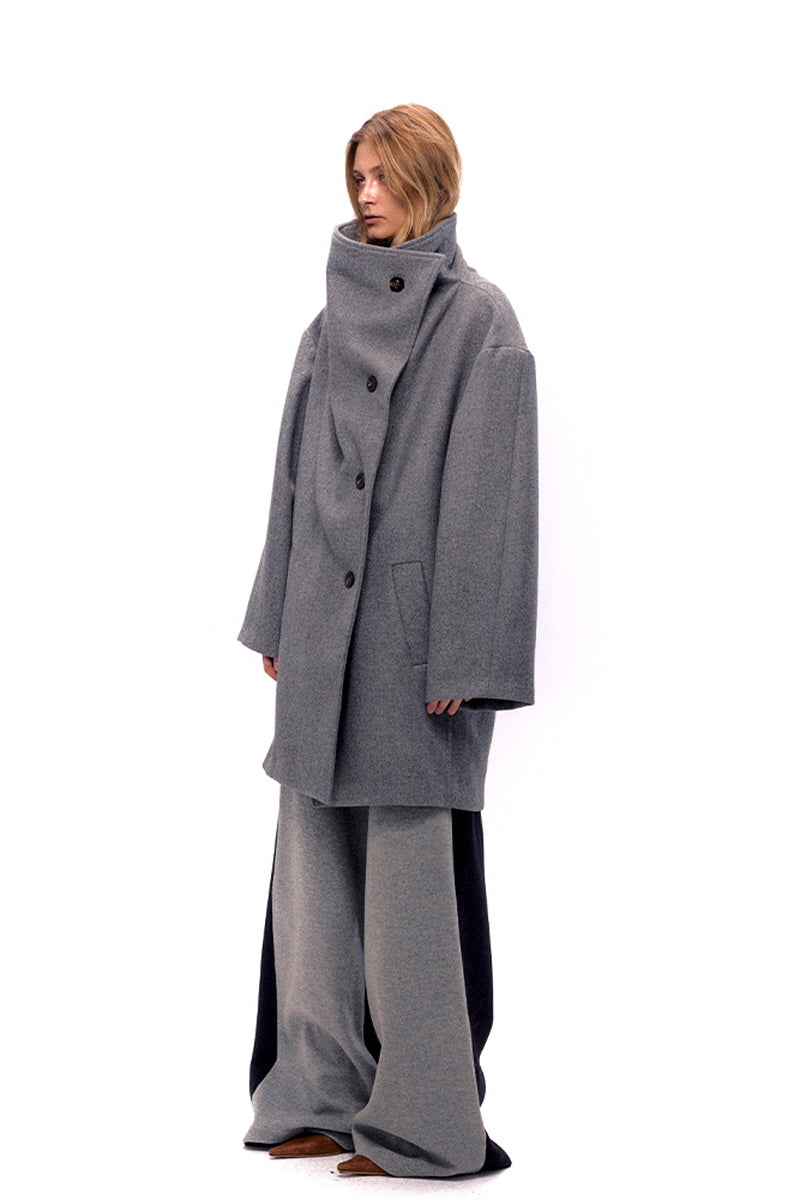 Timeless Elegance Cashmere Tweed Stand Collar Loose Coat