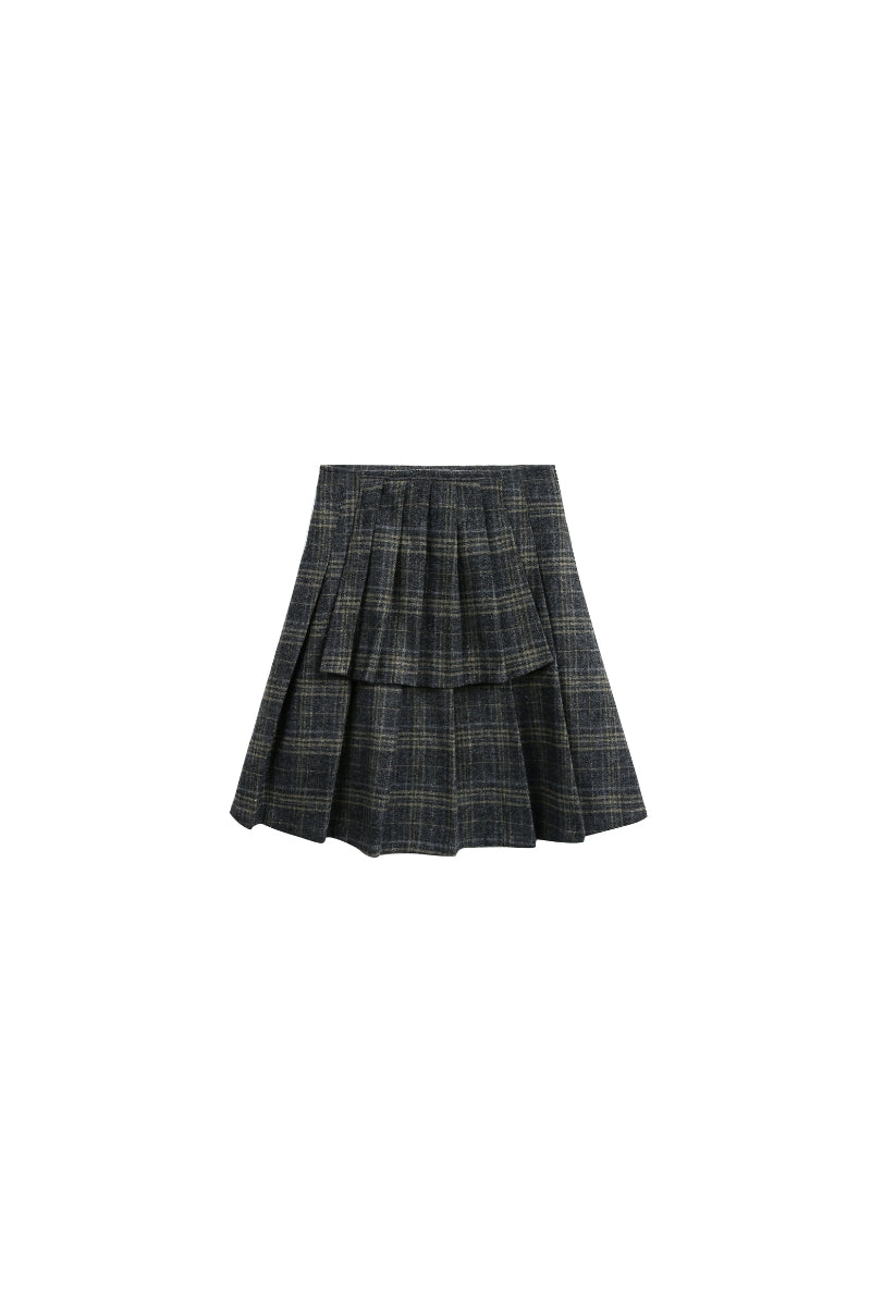 Shadow Plaid Hooded Skirt Set