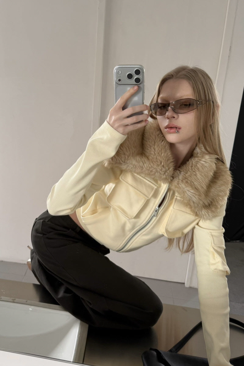 Apricot Trace Fur Jacket