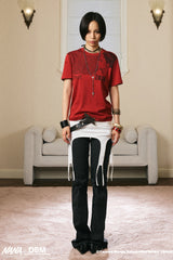 Leopard Edge Graphic Tee - Red
