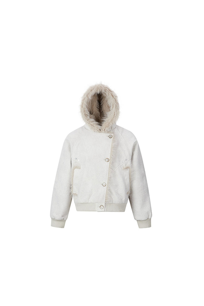 Shadowline Faux Fur Asym Hooded Jacket