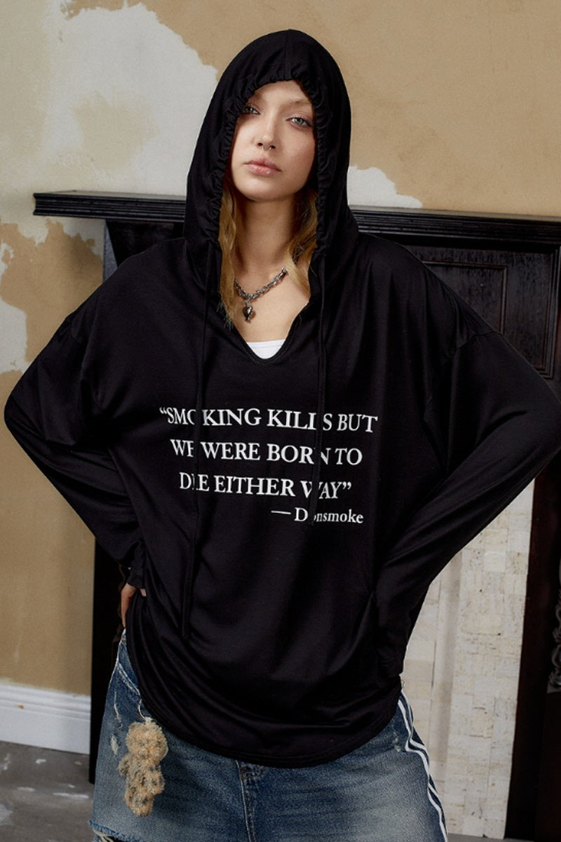 Loose Fit Graphic Hooded T-Shirt