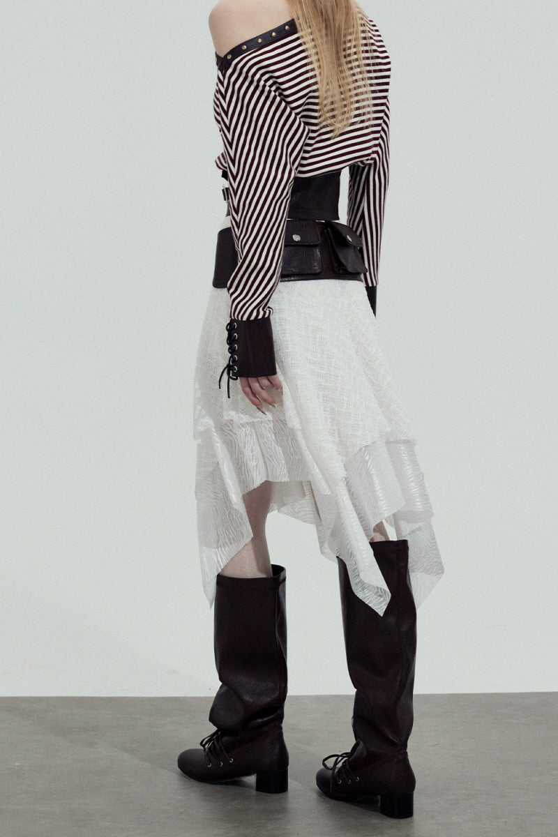 Irregular Mesh Layered Skirt