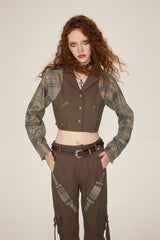 Plaid Fusion Cropped Blazer