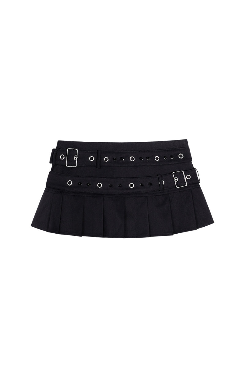 Ripped Scream Halterneck Top + Chain Pleated Mini Skirt Set