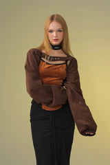 Strapped Edge Corduroy Bolero