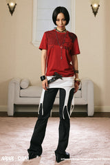 Leopard Edge Graphic Tee - Red