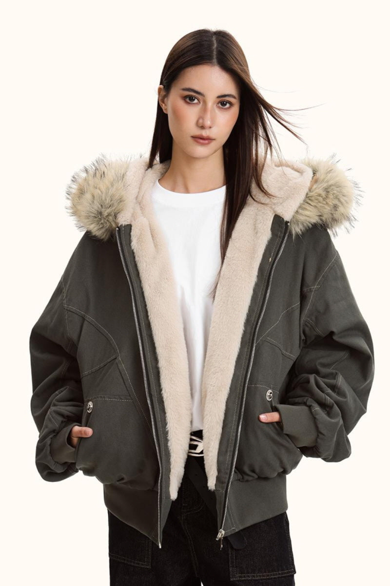 Frosted Haven Faux Fur Hood Jacket
