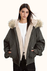 Frosted Haven Faux Fur Hood Jacket