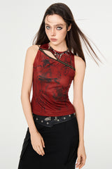 Crimson Edge Graphic Zip Tank