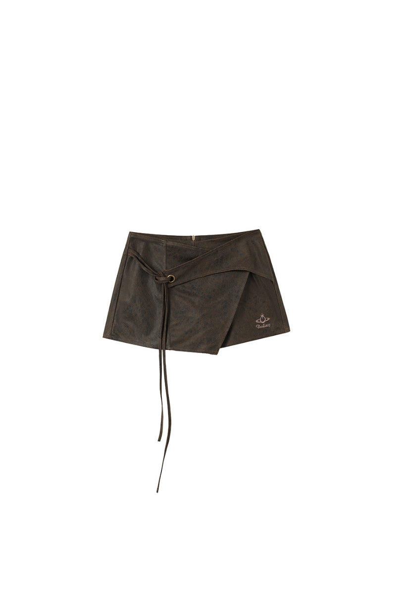 Vintage Edge Asymmetrical Leather Skirt