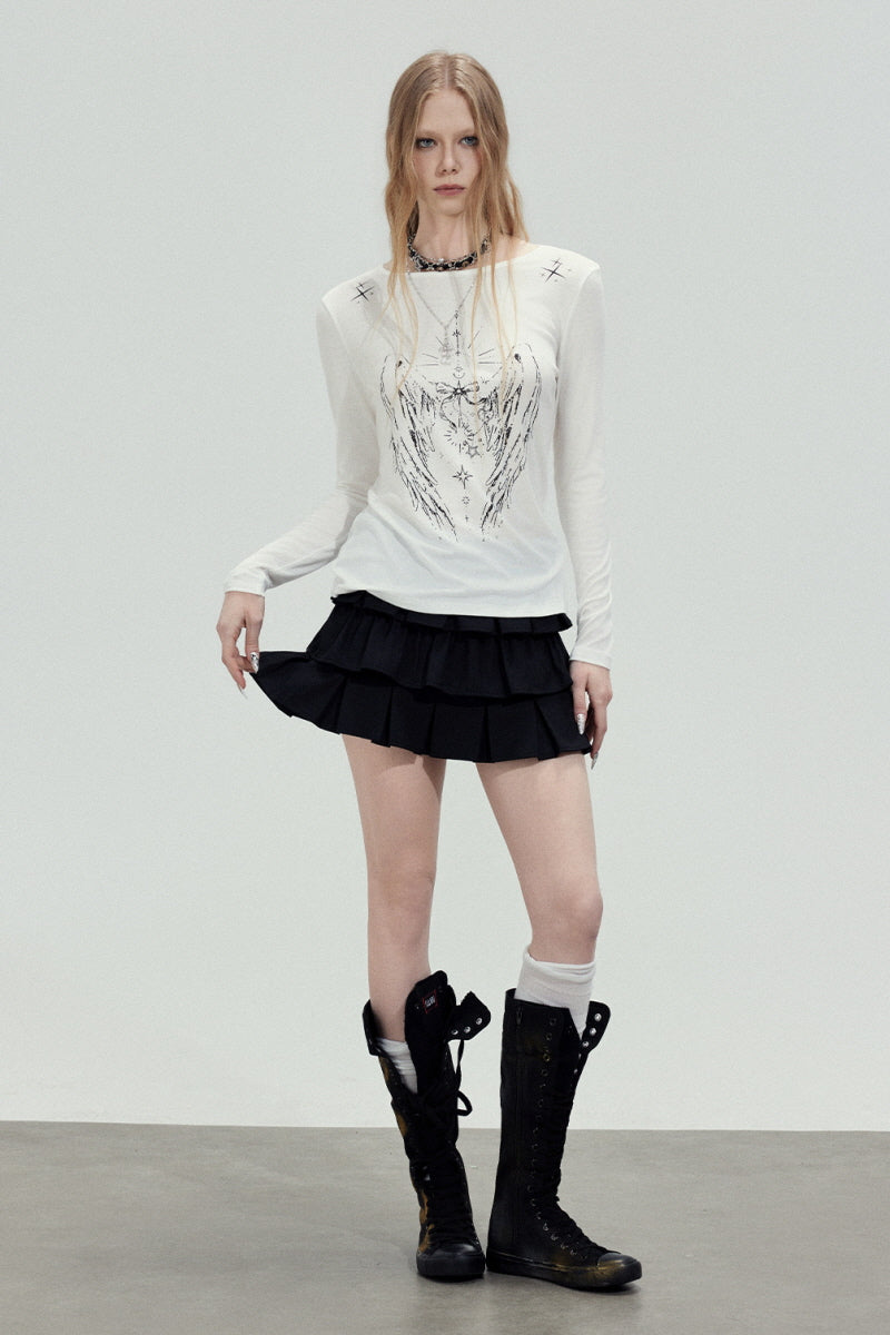 Tiered Pleated Mini Skirt