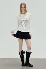 Tiered Pleated Mini Skirt