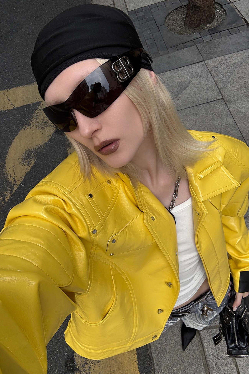 Electric Blaze Yellow Leather Jacket