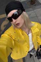 Electric Blaze Yellow Leather Jacket