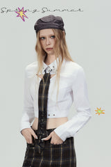 Plaid Tie Cropped Shirt