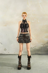 Crimson Lace-Up Leather Corset Top