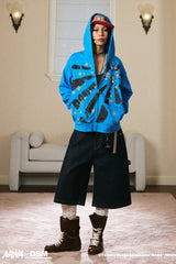 NANA Starburst Graphic Zip-Up Hoodie - Blue