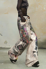 Urban Chaos Paint-Splattered Wide-Leg Jeans