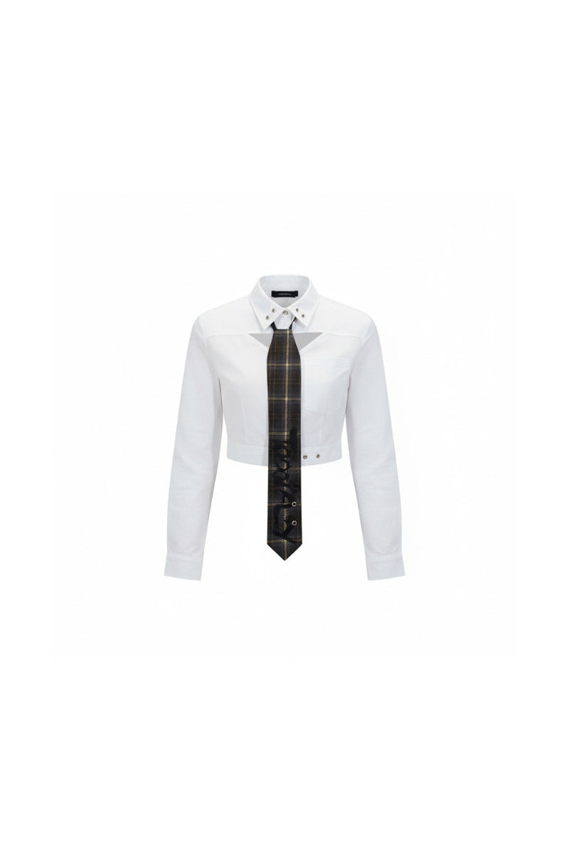 Plaid Tie Cropped Shirt