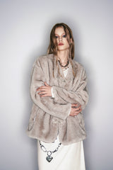 Urban Edge Metal Clasp Faux Fur Coat