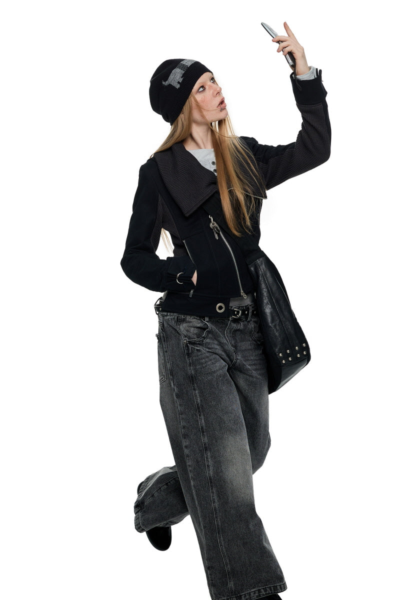 Shadow Fold Asymmetric Knit Jacket