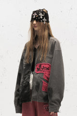Red Fragment Graffiti Zip Jacket
