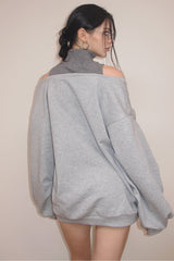 Layered Slouch Off-Shoulder Sweatshirt