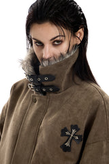 Midnight Relic Faux Fur Collar Jacket