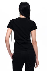 Cross Lace-Up Slim T-Shirt