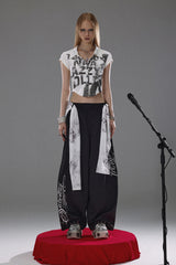 Graffiti Flow Wide Pants  - Black