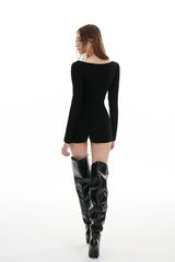 Crissline Deep V Long-Sleeve Bodysuit