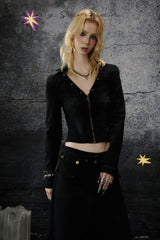 Midnight Zip Cropped Jacket