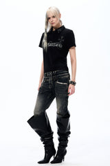 Studded Fade Bootcut Jeans
