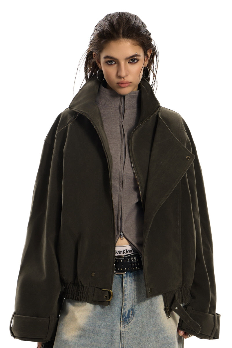 Vintage Suede Biker Oversized Jacket